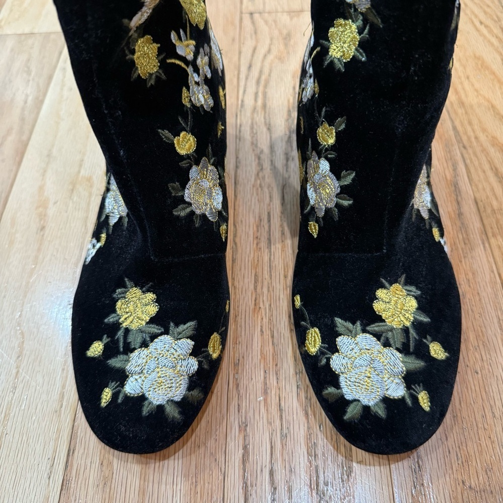 Topshop Floral Embroidered Black Ankle boots size 37 - Picture 4 of 7